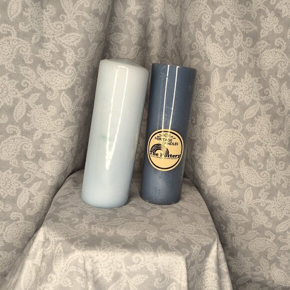 2 NWT blue pillar candles 2.5" x 8.5 ( some damage - see pictures ) - Picture 5 of 9